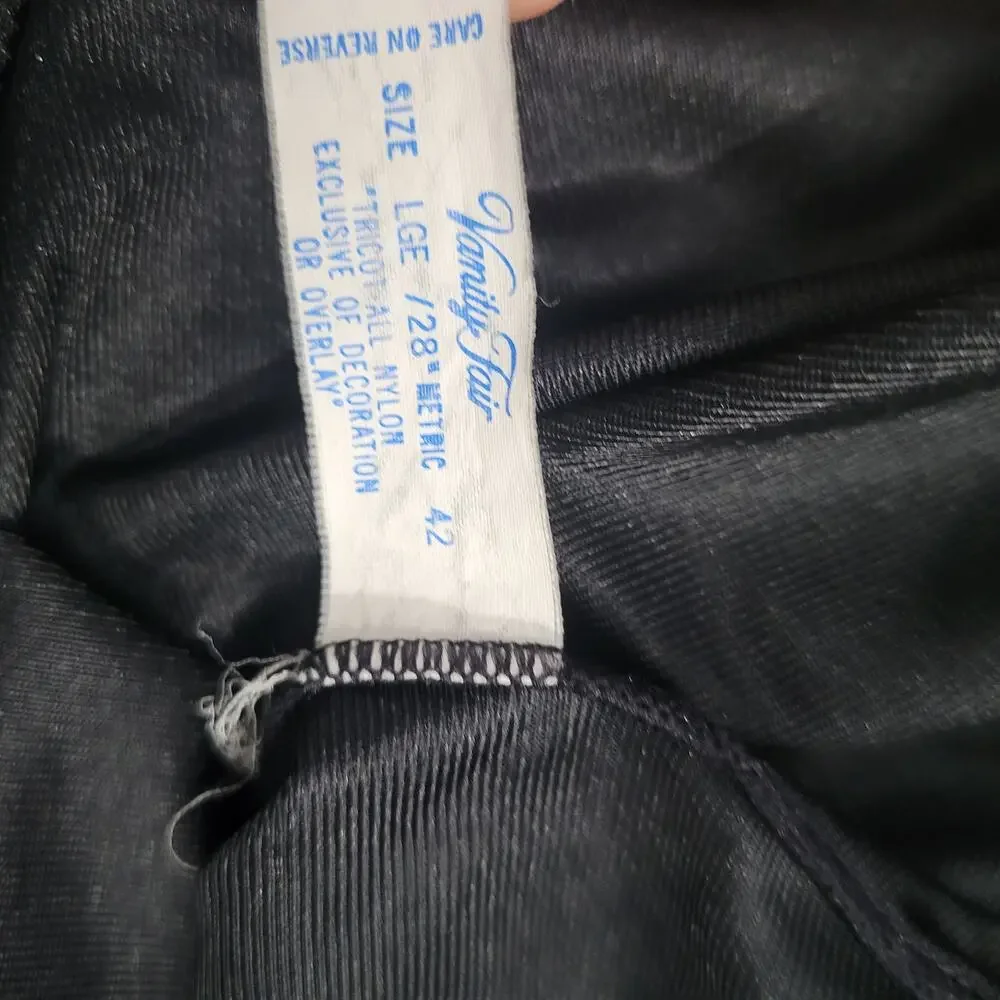Vintage Vanity Fair Half Slip Skirt size L Black Slit 28